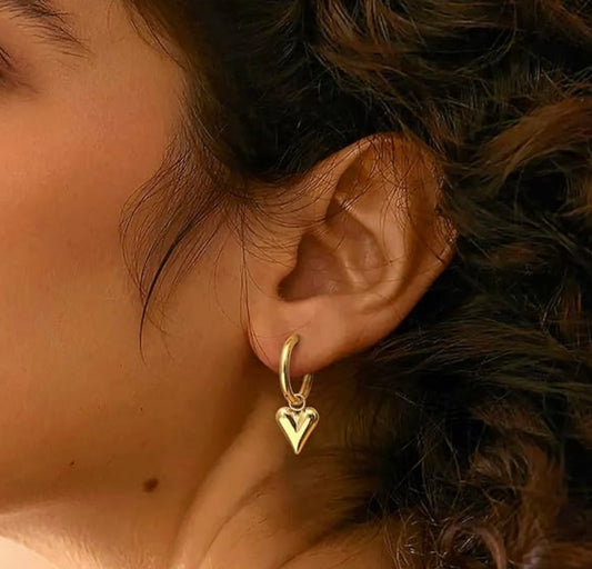 Stainless steel hoop earrings with modern minimalist design in ear