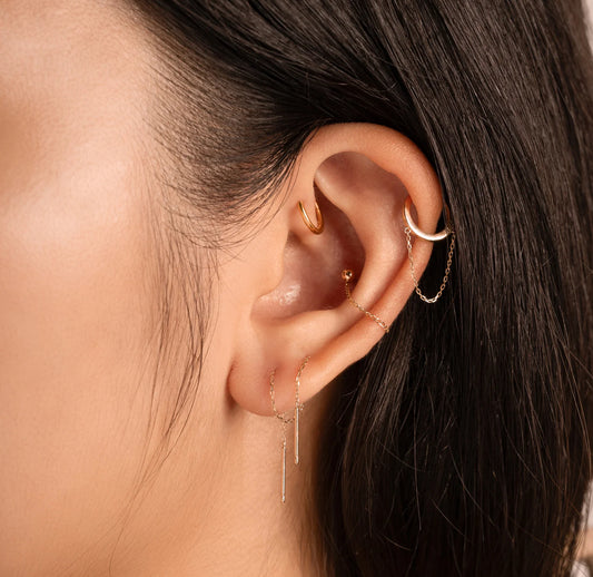 Hypoallergenic threaded earrings designed for sensitive ears.Hypoallergenic threaded earrings designed for sensitive ears in ear