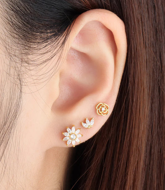 Silver stainless steel stud earring, hypoallergenic,