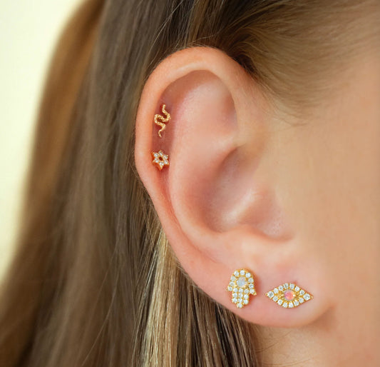 Gold Snake Stud in ear
