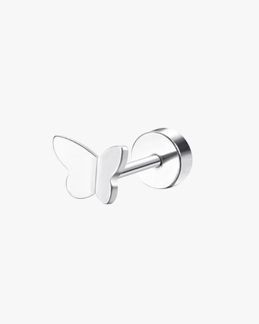 Butterfly-shaped earring on a white background