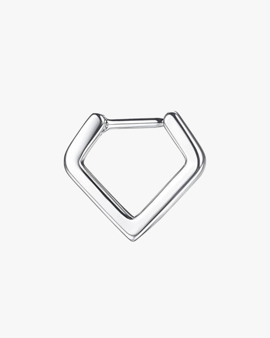 Minimalist stainless steel clicker hoop earrings with secure fastening.