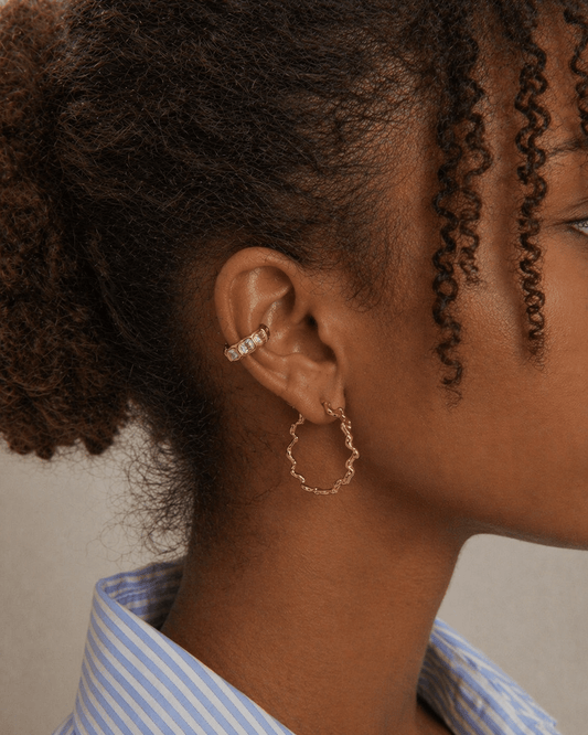 18K PVD Gold Baguette Crystal Ear Cuff – Atlas