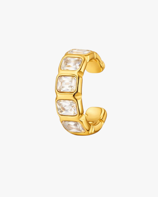 18K PVD Gold Baguette Crystal Ear Cuff – Atlas