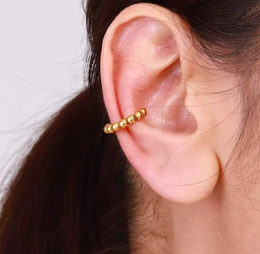 18K PVD Gold Beaded Ear Cuff – Orbit