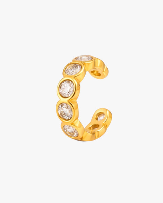 18K PVD Gold Bezel Crystal Ear Cuff – Vega