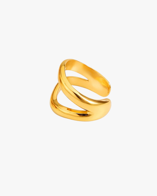 18K PVD Gold Double Wave Ear Cuff – Cascade