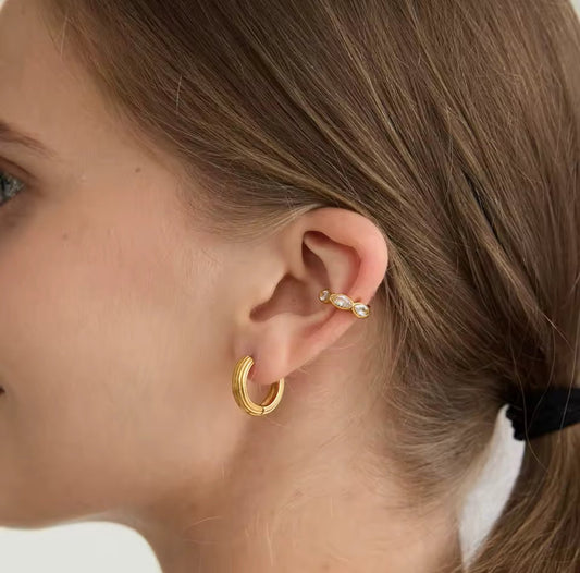 18K PVD Gold Marquise Crystal Ear Cuff – Lyra