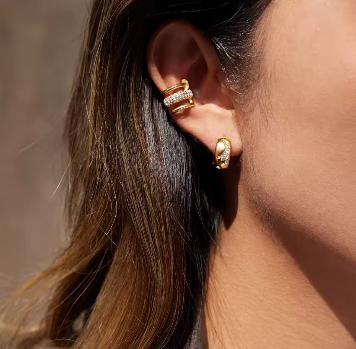 18K PVD Gold Pavé Ear Cuff – Nova