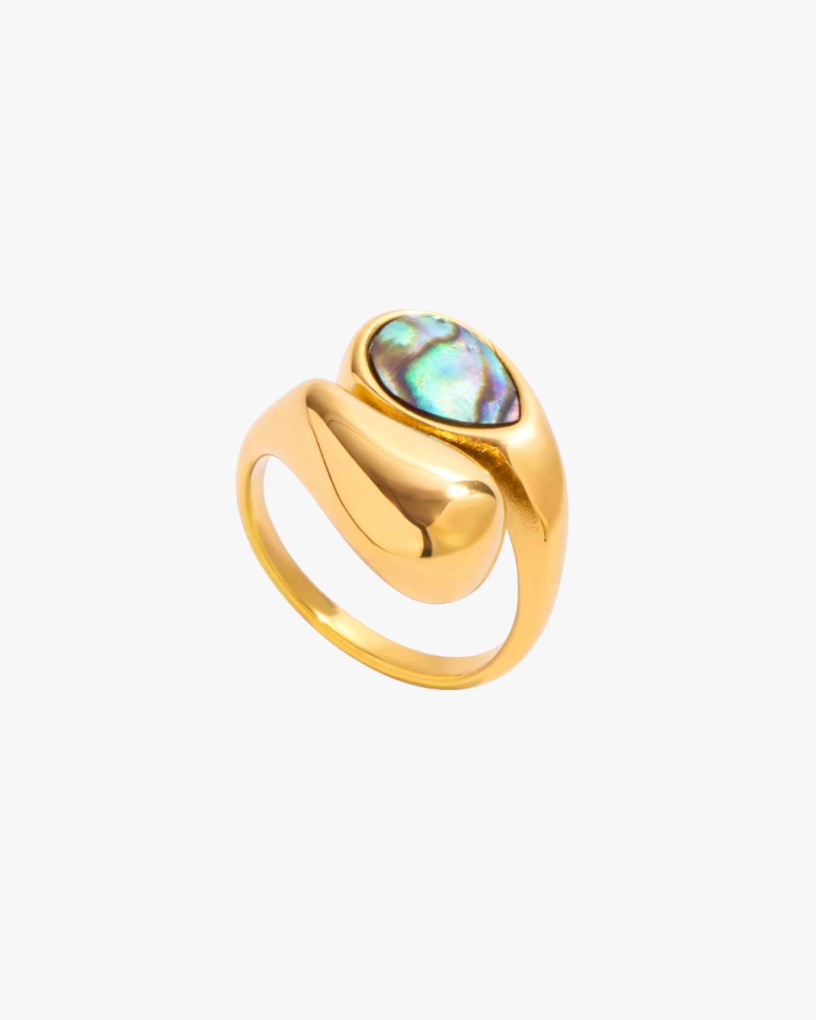 18K PVD Gold Plated Abalone Signet Ring – Maris