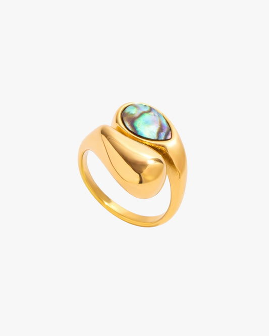 18K PVD Gold Plated Abalone Signet Ring – Maris