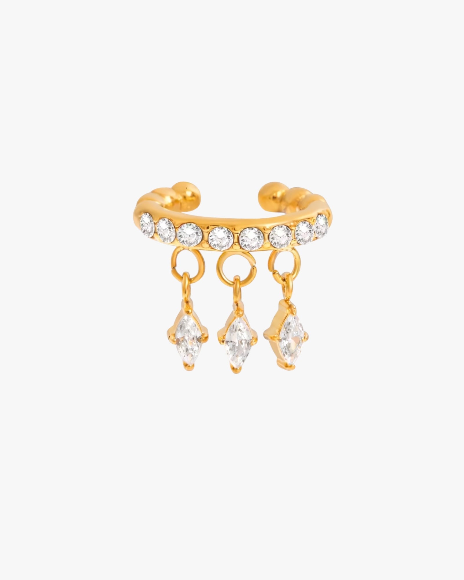 18K PVD Gold Plated Crystal Charm Ear Cuff – Liora