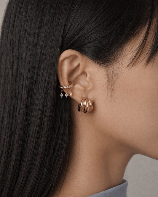 18K PVD Gold Plated Crystal Charm Ear Cuff – Liora