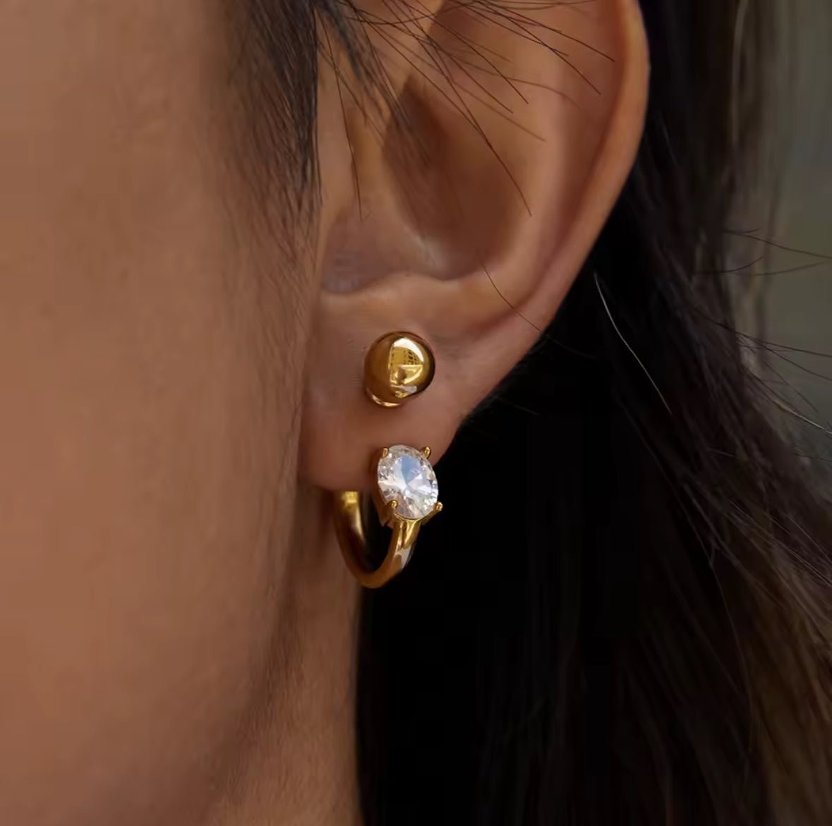 18K PVD Gold Plated Crystal Clip - On Hoop Earrings – Aurelle