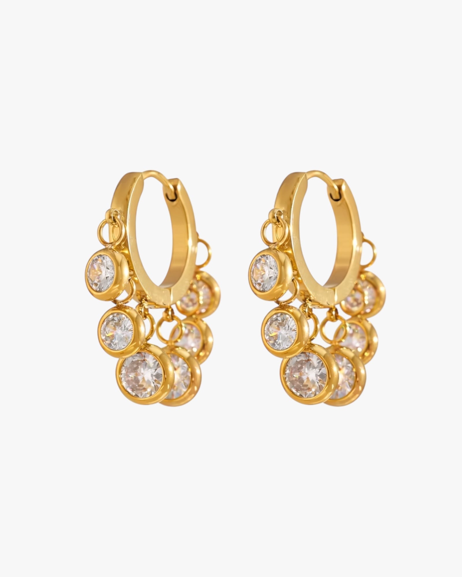 18K PVD Gold Plated Crystal Cluster Hoop Earrings – Elvara