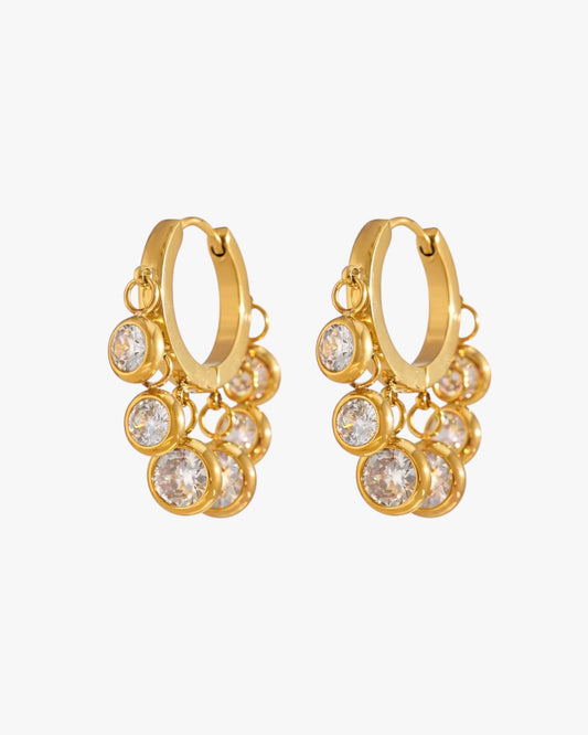 18K PVD Gold Plated Crystal Cluster Hoop Earrings – Elvara