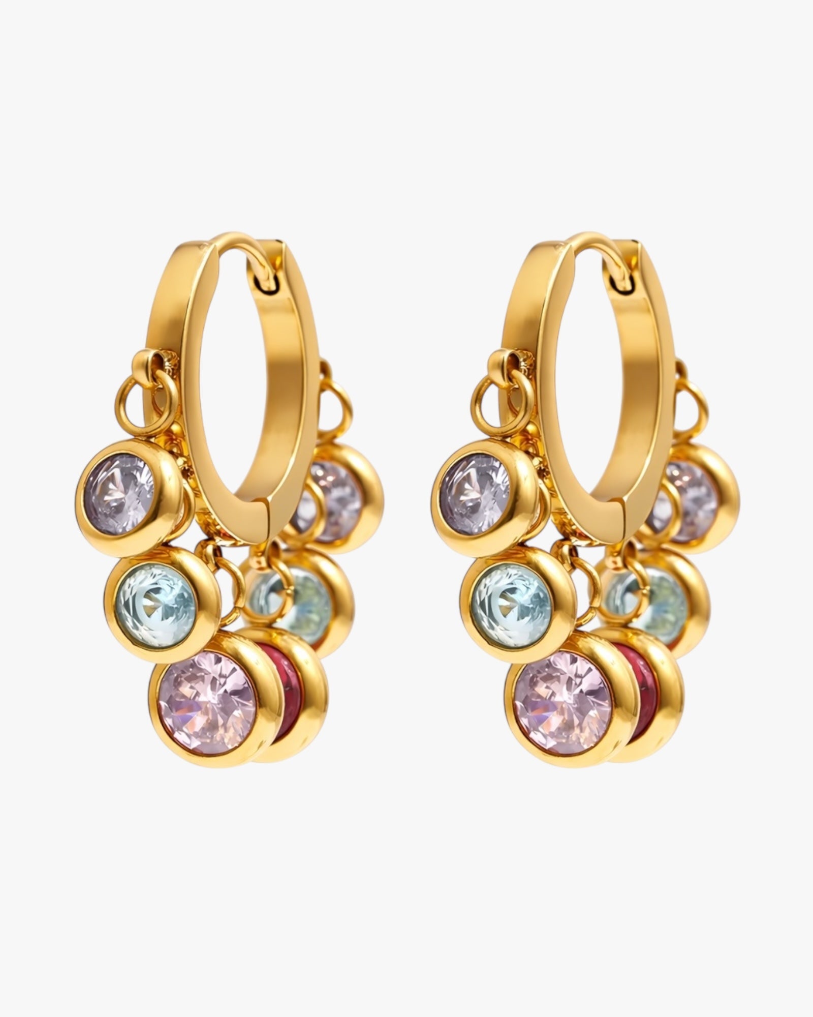18K PVD Gold Plated Crystal Cluster Hoop Earrings – Elvara