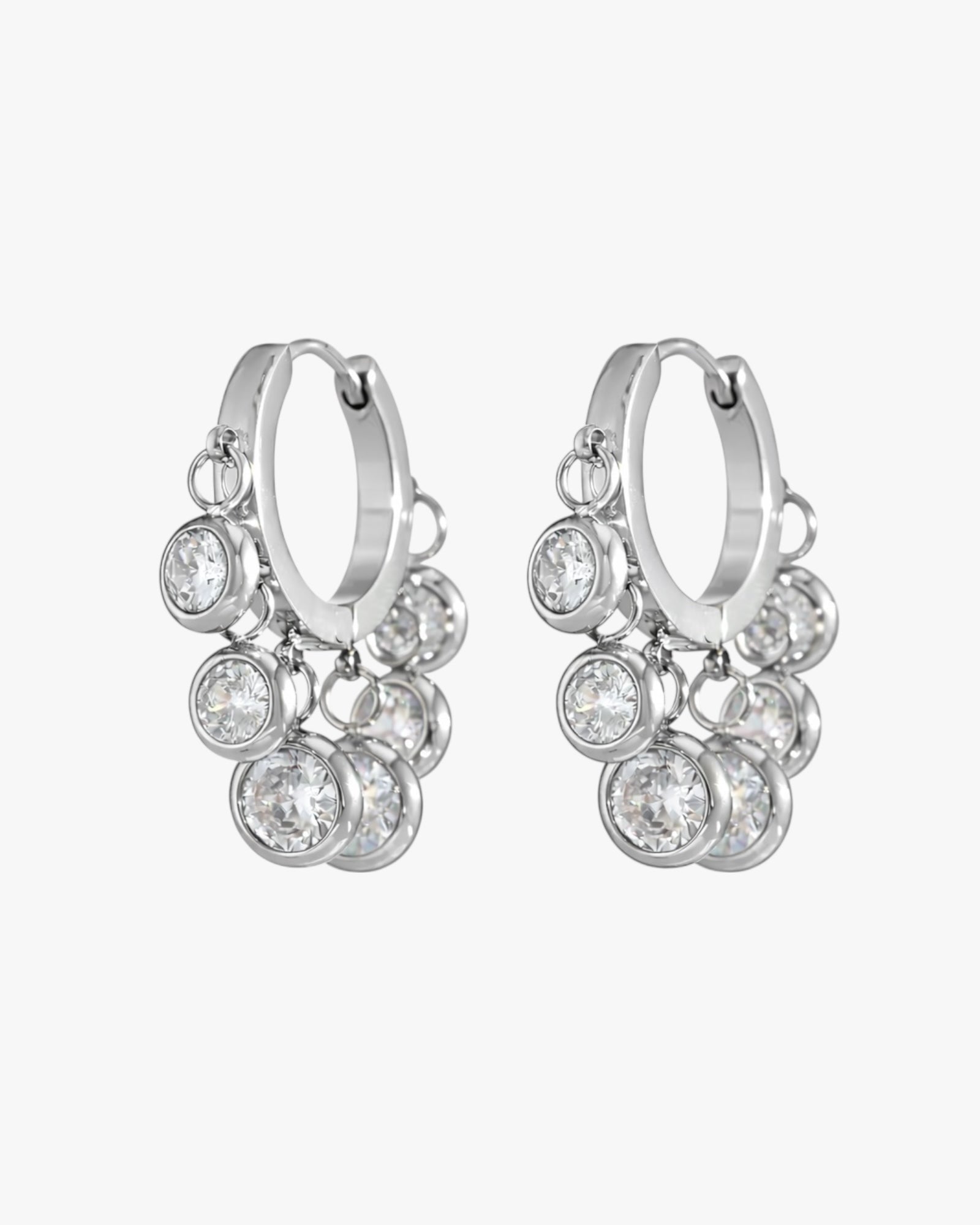 18K PVD Gold Plated Crystal Cluster Hoop Earrings – Elvara