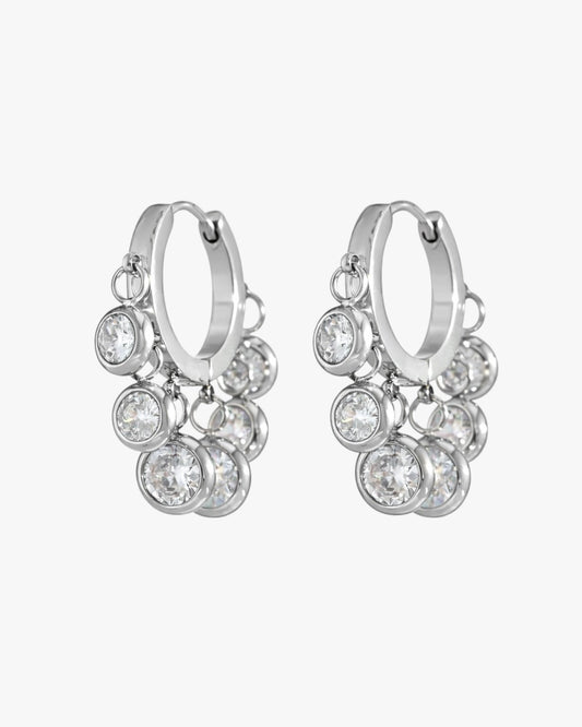 18K PVD Gold Plated Crystal Cluster Hoop Earrings – Elvara