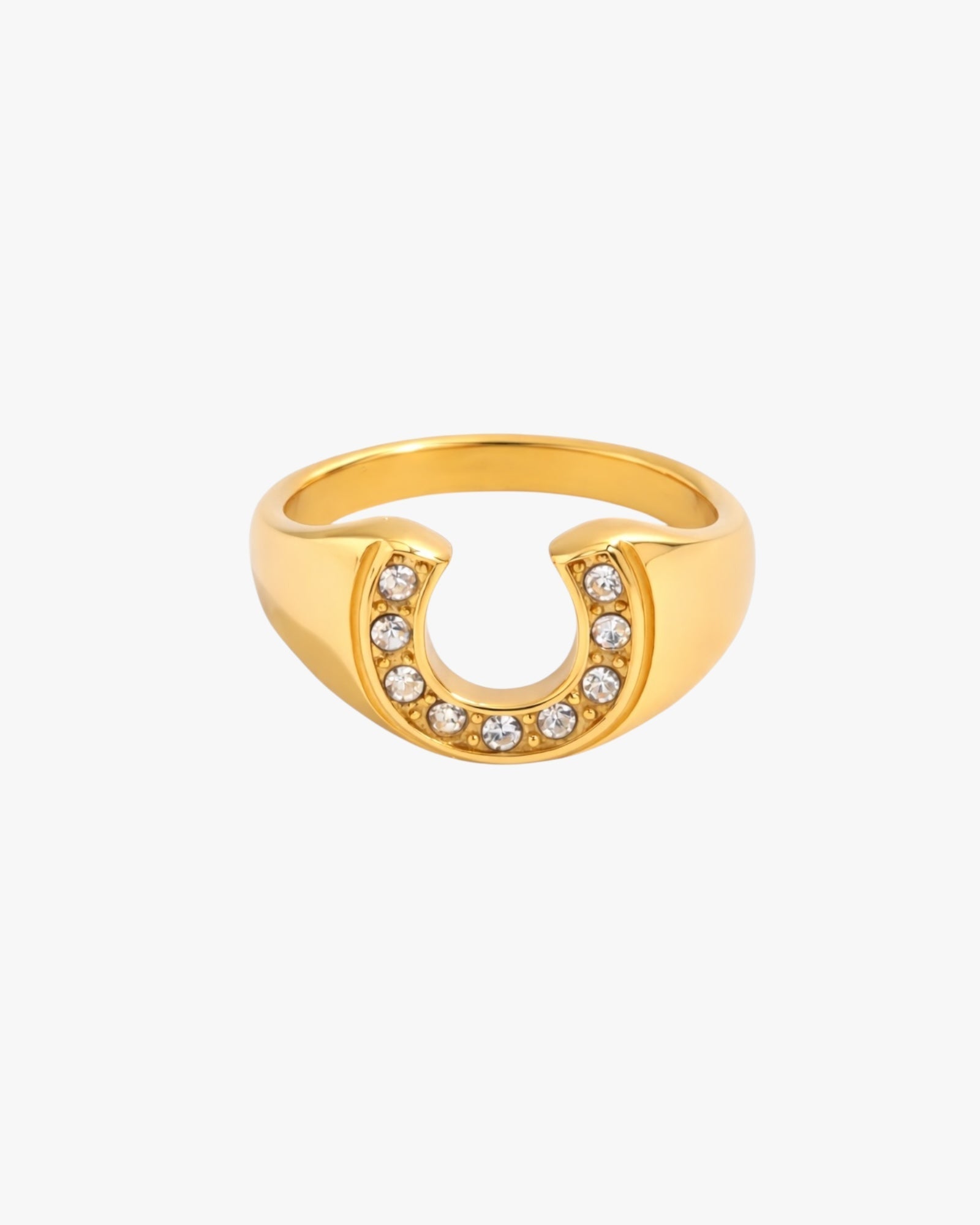 18K PVD Gold Plated Horseshoe Zirconia Ring – Aurelle
