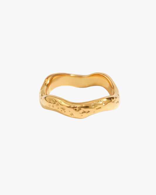 18K PVD Gold Plated Organic Wave Ring – Solenne