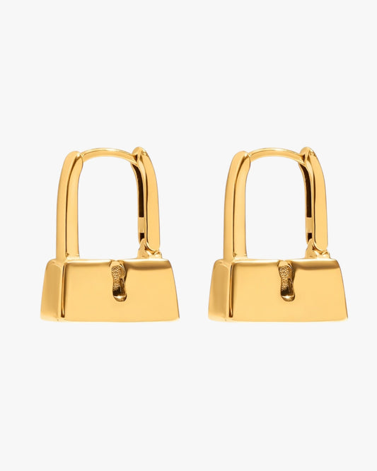 18K PVD Gold Plated Padlock Hoop Earrings – Lucera