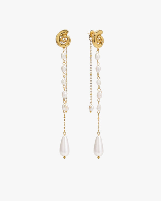18K PVD Gold Plated Pearl Chain Drop Earrings – Selene