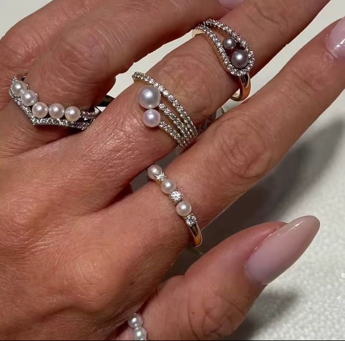 18K PVD Gold Plated Pearl & Zirconia Ring – Marivelle