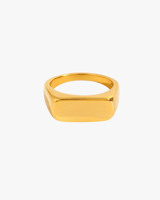18K PVD Gold Plated Rectangle Signet Ring – Valero