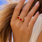 18K PVD Gold Plated Red Heart Gemstone Ring – Valora