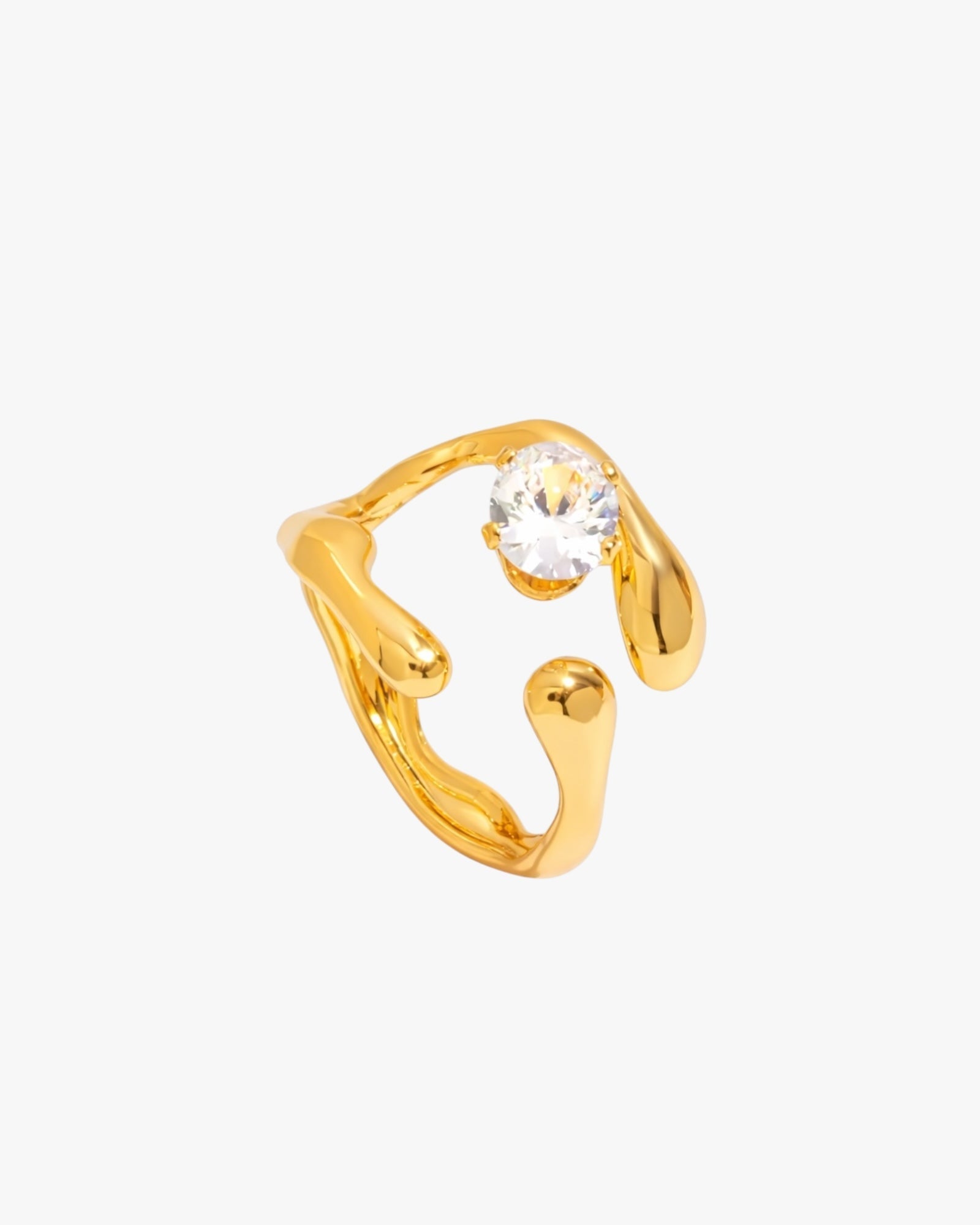 18K PVD Gold Plated Sculptural Zirconia Ring – Elaris