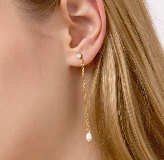 18K PVD Gold Plated Threader Chain Earrings – Elara