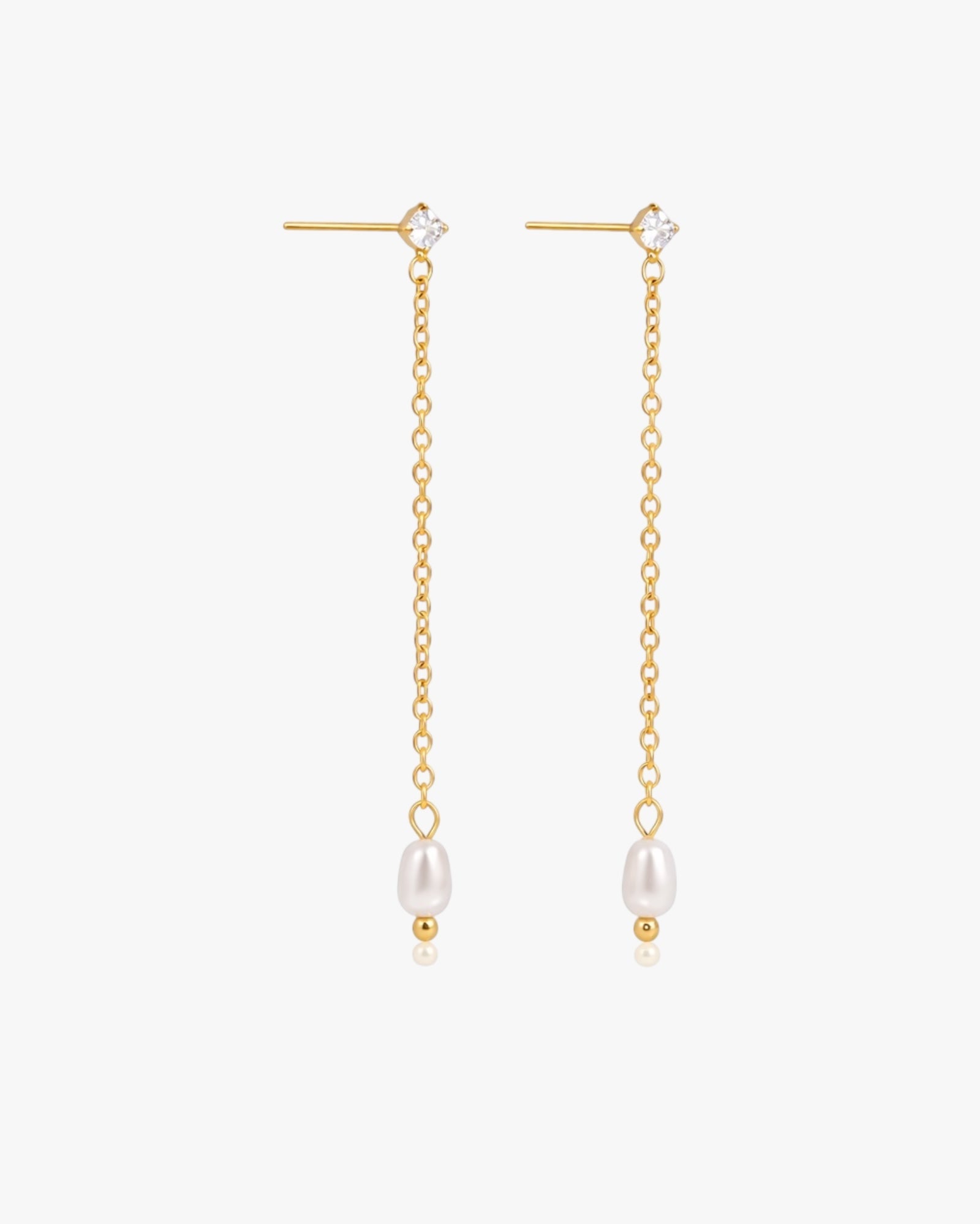 18K PVD Gold Plated Threader Chain Earrings – Elara