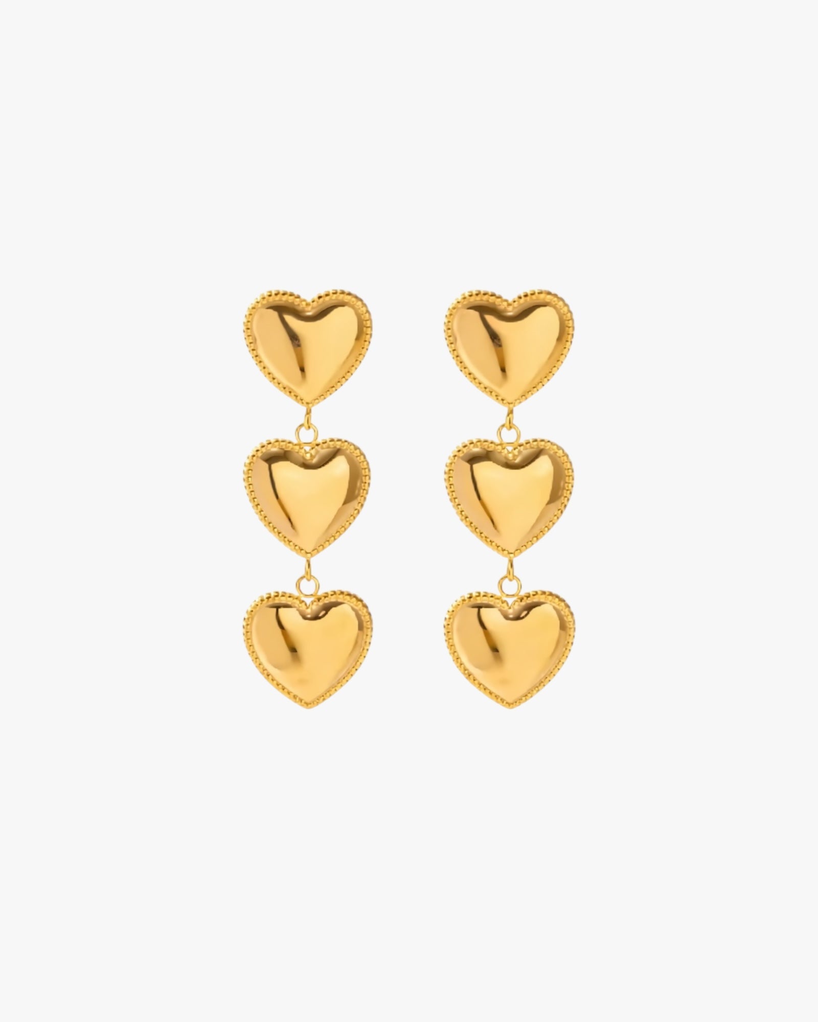 18K PVD Gold Plated Triple Heart Drop Earrings – Amora