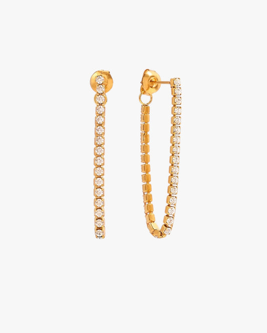 18K PVD Gold Plated Zirconia Chain Drop Earrings – Alira