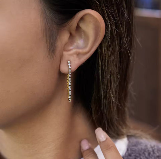 18K PVD Gold Plated Zirconia Chain Drop Earrings – Alira