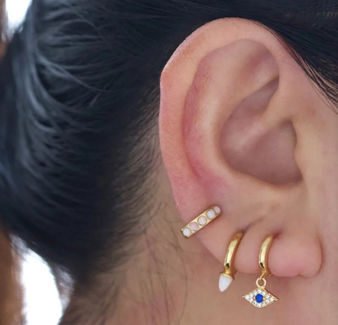 Gold Plated Evil Eye Hoops - My Earscapes