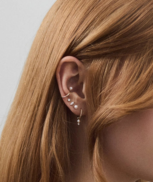 Mari Pearl Charm Titanium Hinged Hoop 16G 6mm – Mari