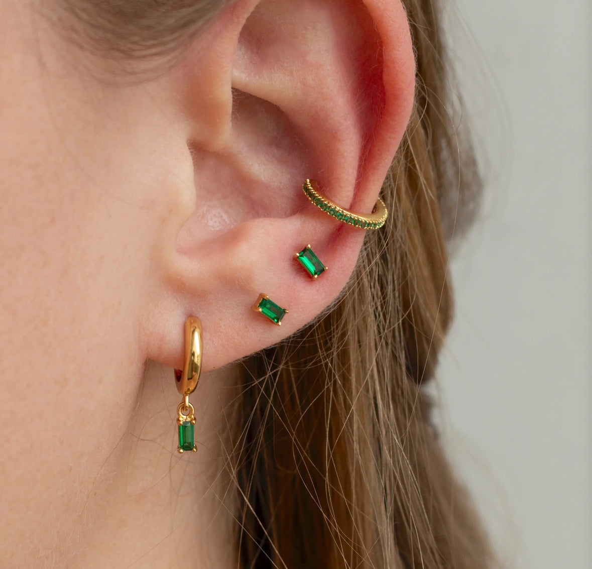 Gold Plated Emerald Hoops - My Earscapes
