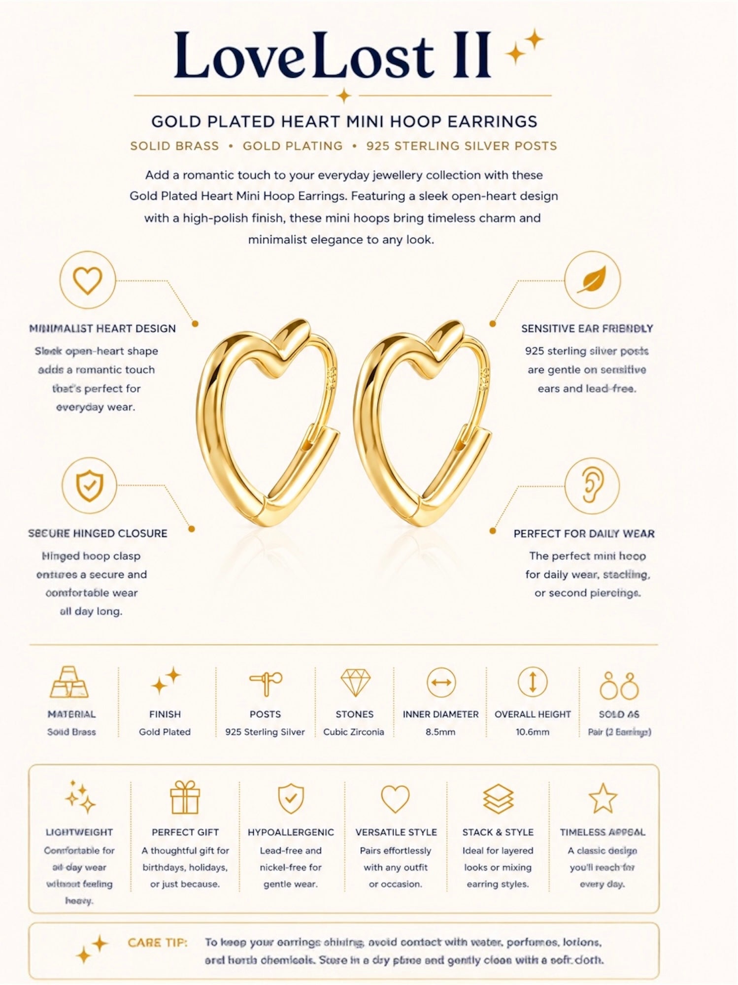 Mini Heart Hoop Earrings – LoveLost II