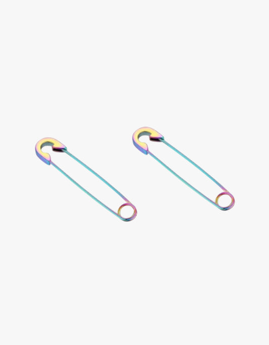 Rainbow Safety Pin Earrings