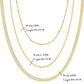 Three different lengths of stainless steel necklaces, with the widest one measuring 4mm in width and varying lengths of 36cm, 41.5cm, and 46cm.