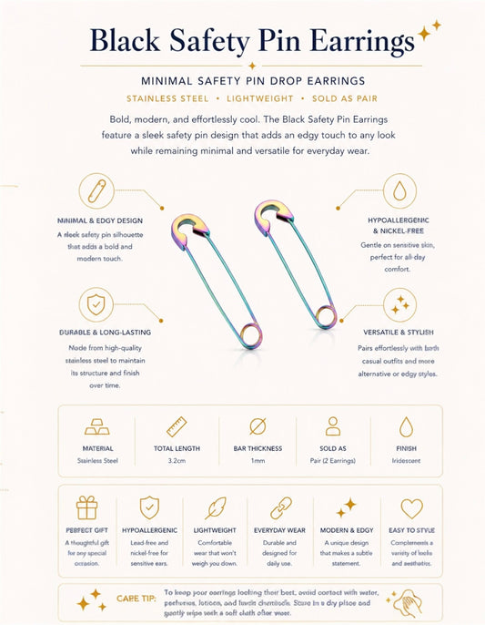 Rainbow Safety Pin Earrings – Iridescent Safety Pin Drop Earrings