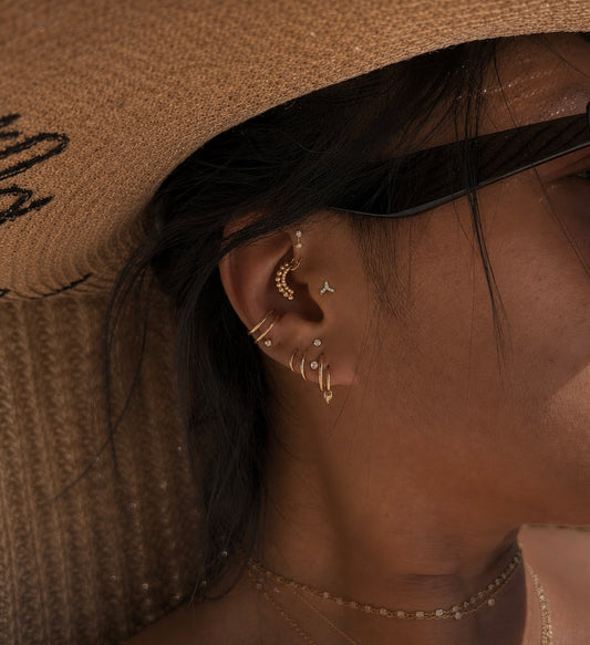 Mermaid Stud  – Gold Plated Titanium