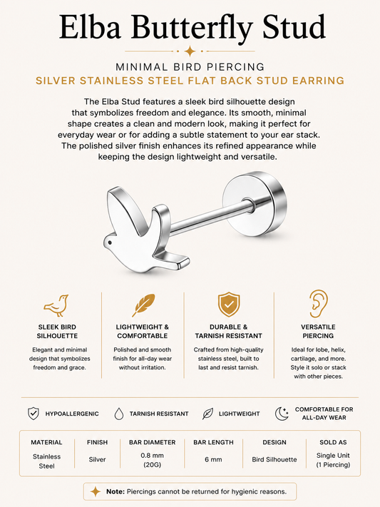Silver Stainless Steel Butterfly Stud Earring – Elba