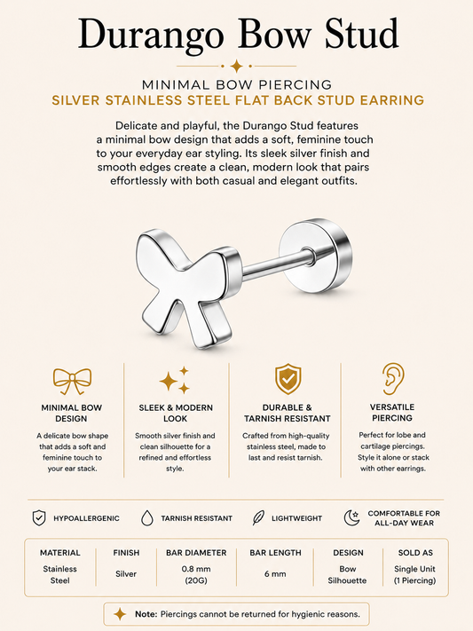 Silver Stainless Steel Bow Stud Earring – Durango