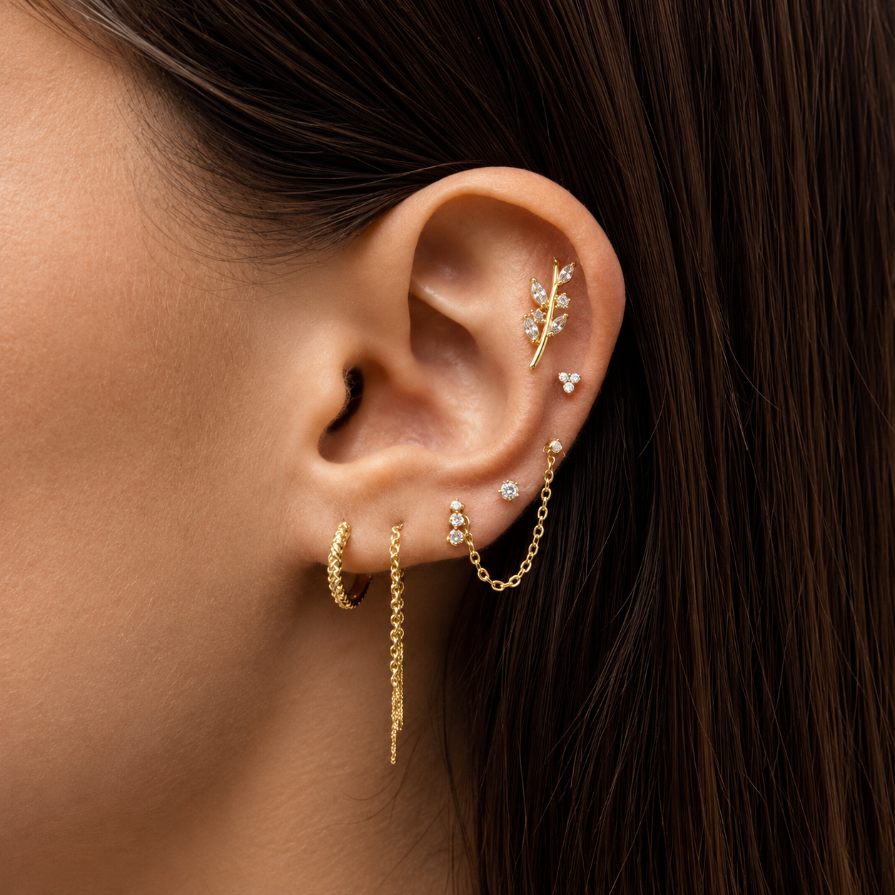 Branch Stud – Minimal Flat Back Cartilage Piercing