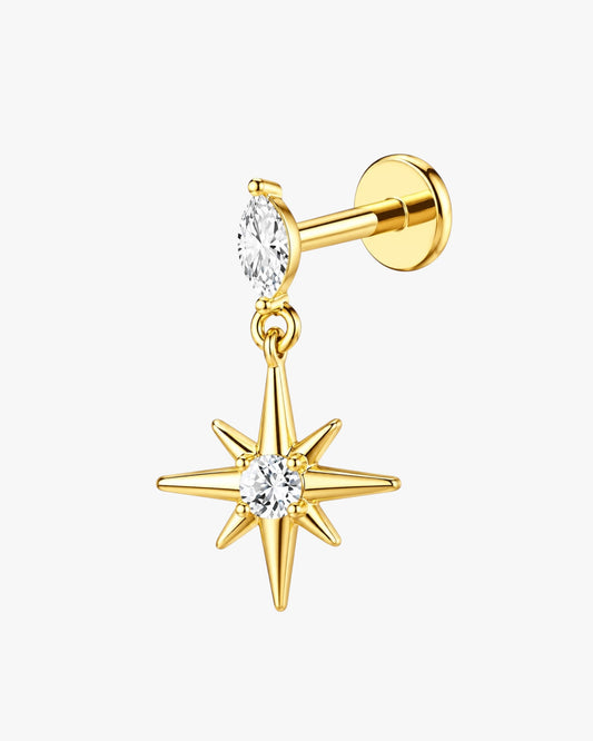 Vesper Gold Marquise Chain Flat Back Labret Stud | Piercing Jewelry