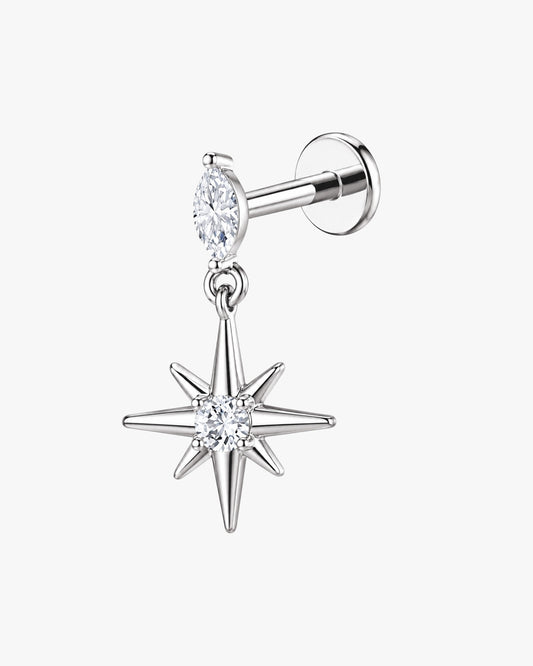 Vesper Gold Marquise Chain Flat Back Labret Stud | Piercing Jewelry