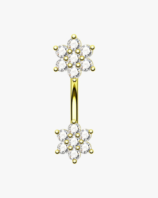 Flower Crystal Lotus Stainless Steel Curved Barbell 16G – Doubi